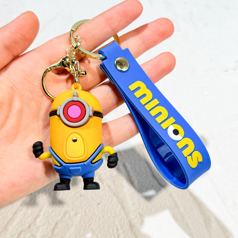 New Anime Minions Keychain Cartoon Child Toy Gift Key Ring Pvc Minion Doll Cute School Bag Pendant Car Key Chain Accessories