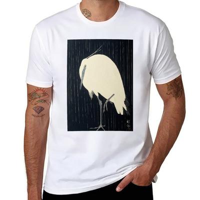 Reiher im Regen, Ohara Koson, 1920er Jahre T-Shirt T-Shirts für Mann Pack weiß lustige T-Shirts Baumwoll-T-Shirt