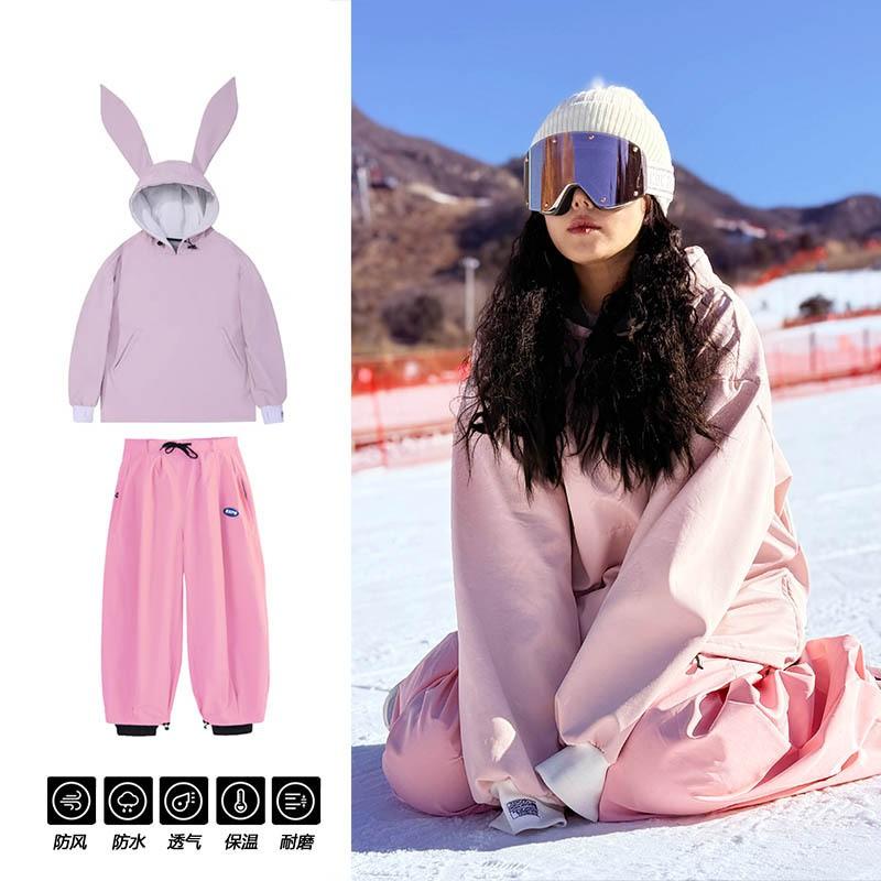 Unisex Winter Ski Suit Set Windproof Waterproof Fleece Lined Snow Outfit Skiing Hiking Ice Sports