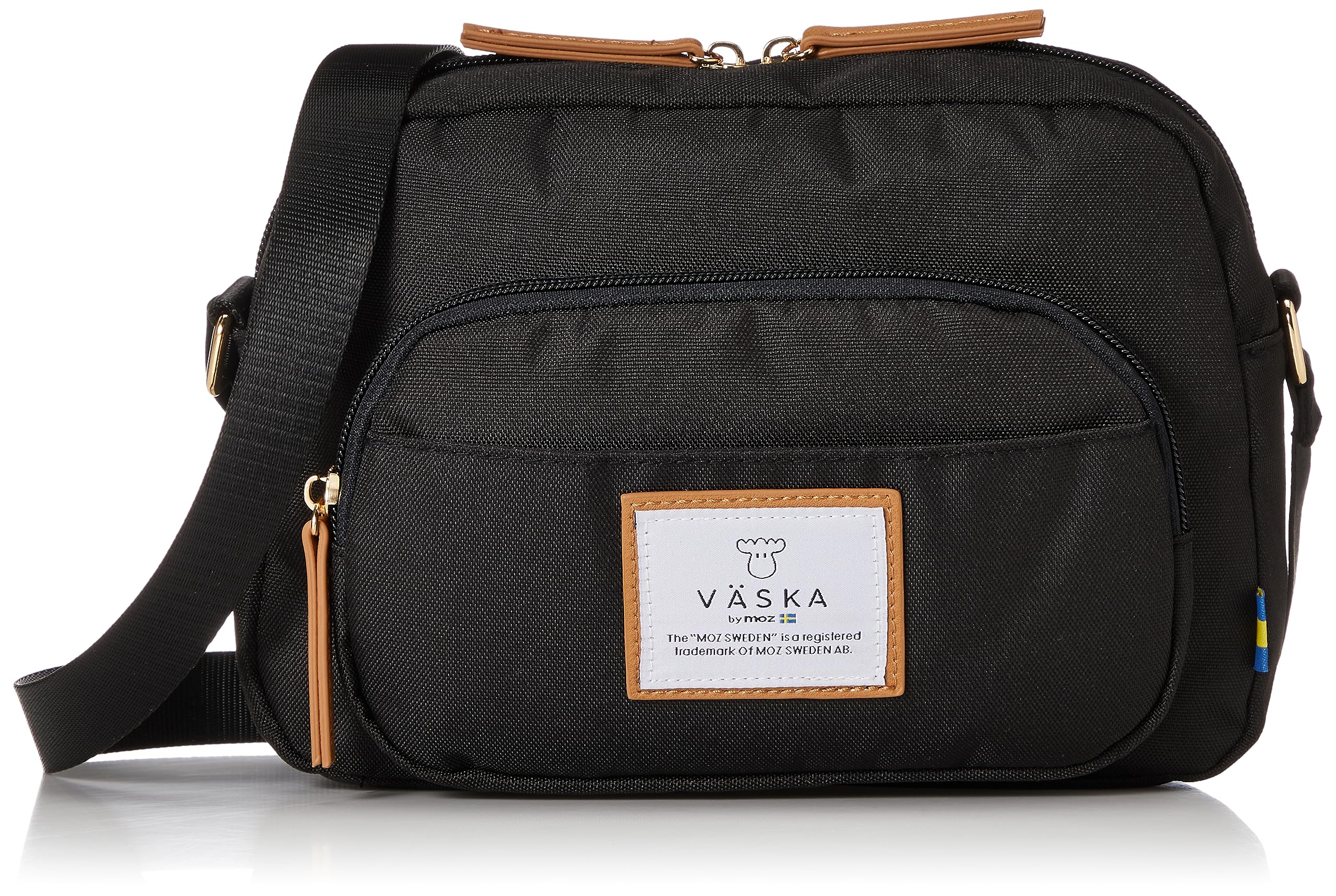

VASKA by Veska Shoulder Bag for Zipper Horizontal Shoulder Black [Mozu] Women, Crossbody, Small, Lightweight, Pocket, Bag, Bag, VM-6173, чорний