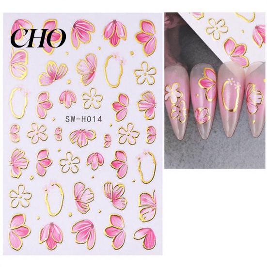 Self-adhesive Nail Decals Floral Art Stickers Spring Summer Flower Pattern Women Adhesive Manicure Decoration Home Salon DIY Supplies Peel Stick
