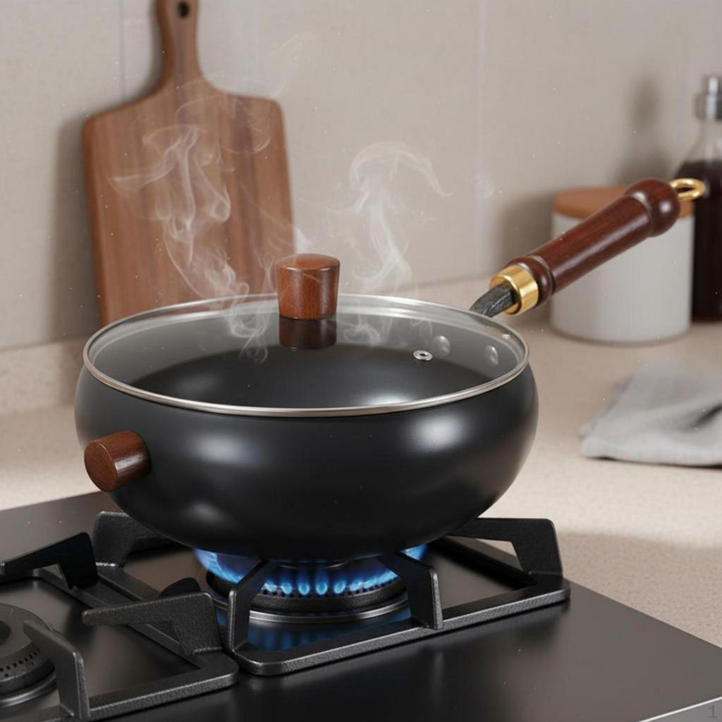 Uncoated Iron Wok Non Coating Chinese StirFry Pan for Home Cooks, Chefs, Restaurant 24CM Single