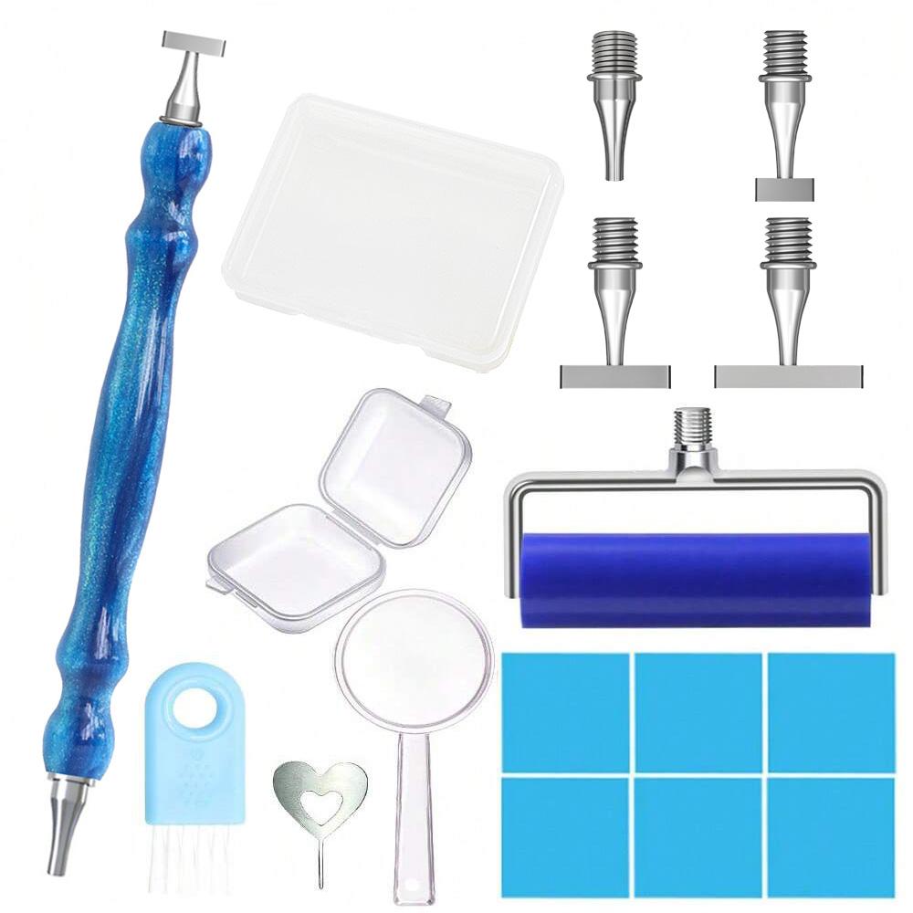 Ergonomic Diamond Painting Art Drill Bead Dot Pen Kit With Thin Thread Stainless Steels Metal Pen Heads Roller Tool Accessories