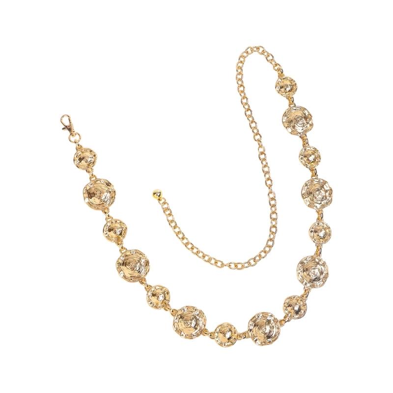 Geometric Sea Shell Design Waist Chain Adjustable Length Chain Belt For Women Teens Dress Pants Fashion Accessories