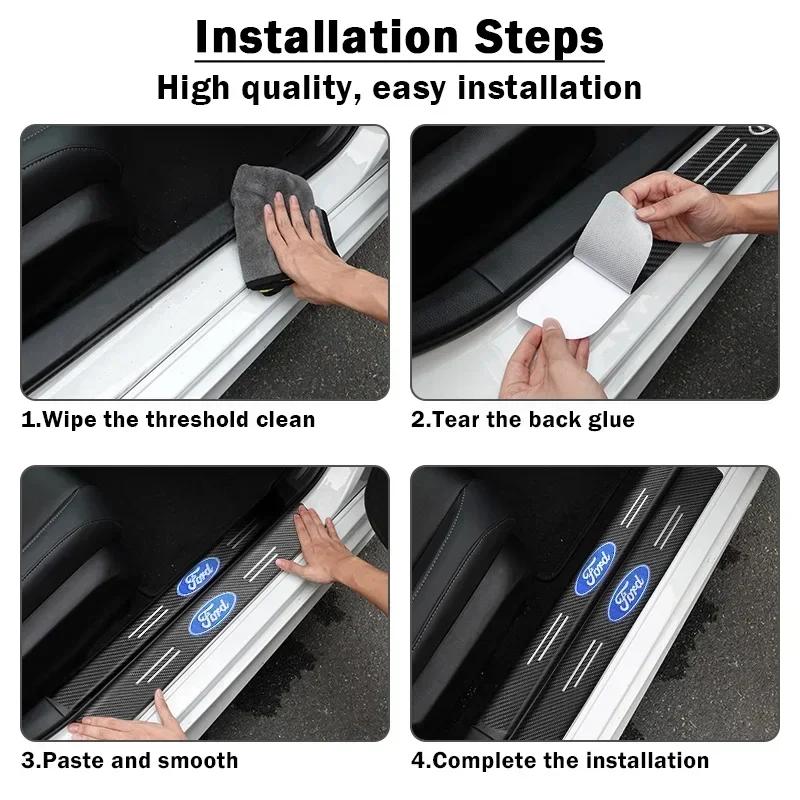 Car Sticker 2026 Ford New 2025 Hot Car Door Sill Threshold Anti Scratch Protector Sticker For Ford Focus 2 3 Fiesta Mondeo Musta