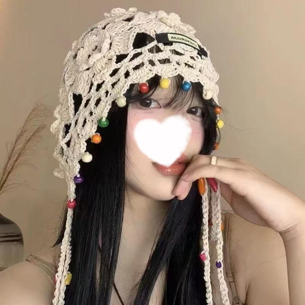 Damen Retro Handgefertigt Japanische Strick Slouchy Mütze