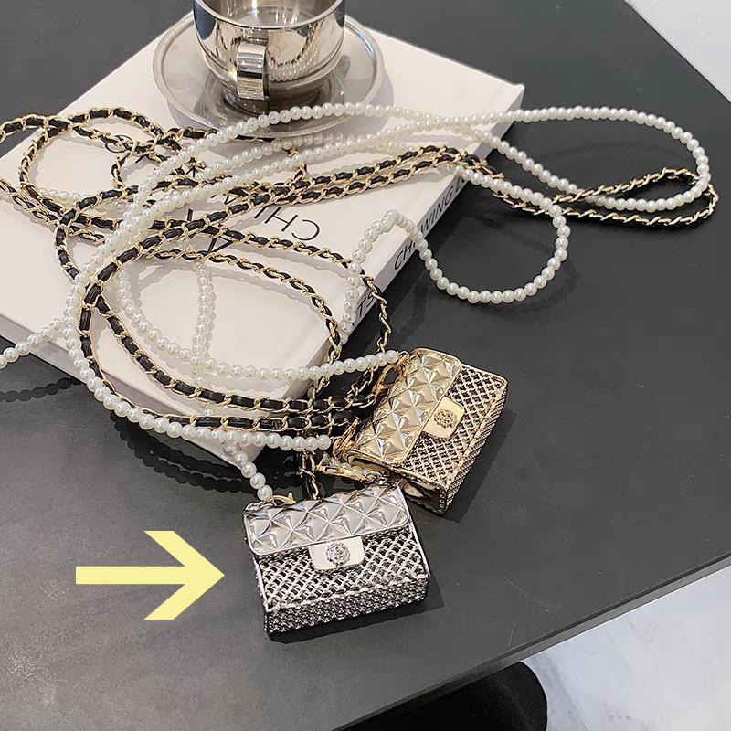 Metall miniveske kjede Crossbody skulderveske Allsidig dekorative klær Hodetelefonveske Skulderveske for kvinner