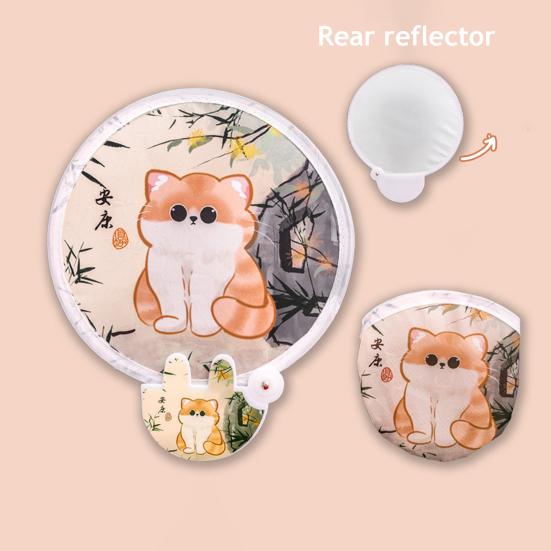 Cartoon Faltbarer Runder Fächer mit Fotografie-Reflektor Tragbar Leicht Taschenformat Outdoor Reise Camping Picknick Sommer Handfächer