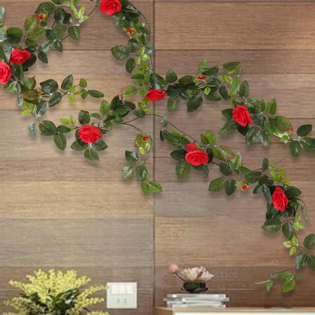 Artificial Rose Vines Rose Garland Hanging Faux Leaves Floral for Indoor Outdoor