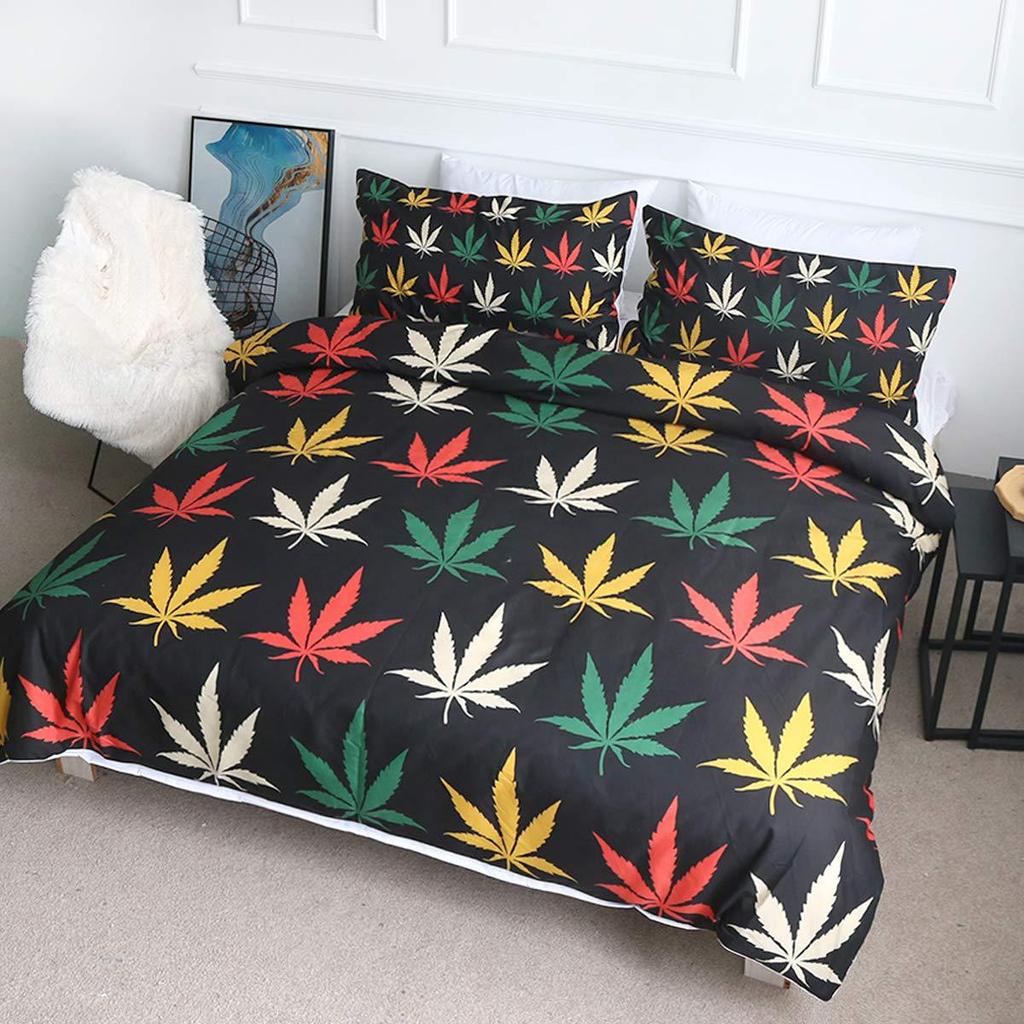 Bohemian Green Bedding Three-Piece Quilt Cover