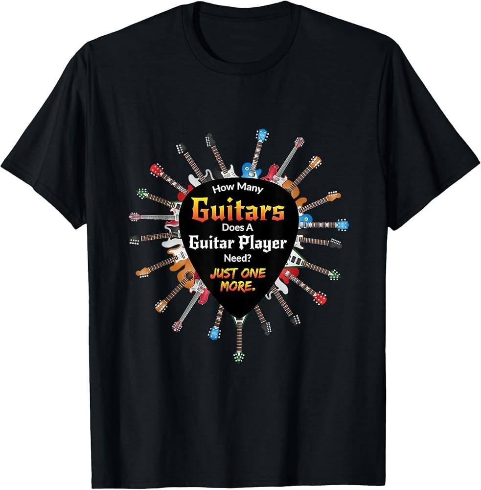Women's Guitar Themed T-Shirt - Black, Small