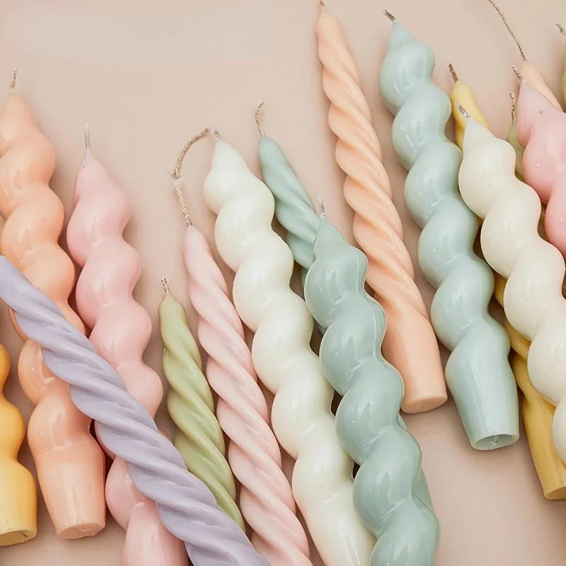 Romantic Spiral Long Pole Silicone Candle Mold DIY Geometry Round Candle Making Resin Soap Mould Handmade Gift Home Decor