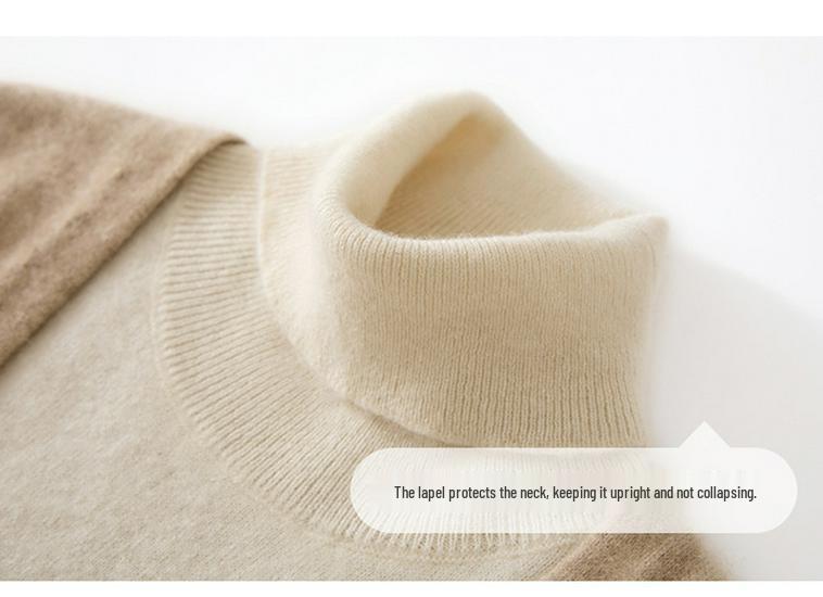 Autumn Winter High Neck Two-Piece Cashmere Knit Sweater for Women
