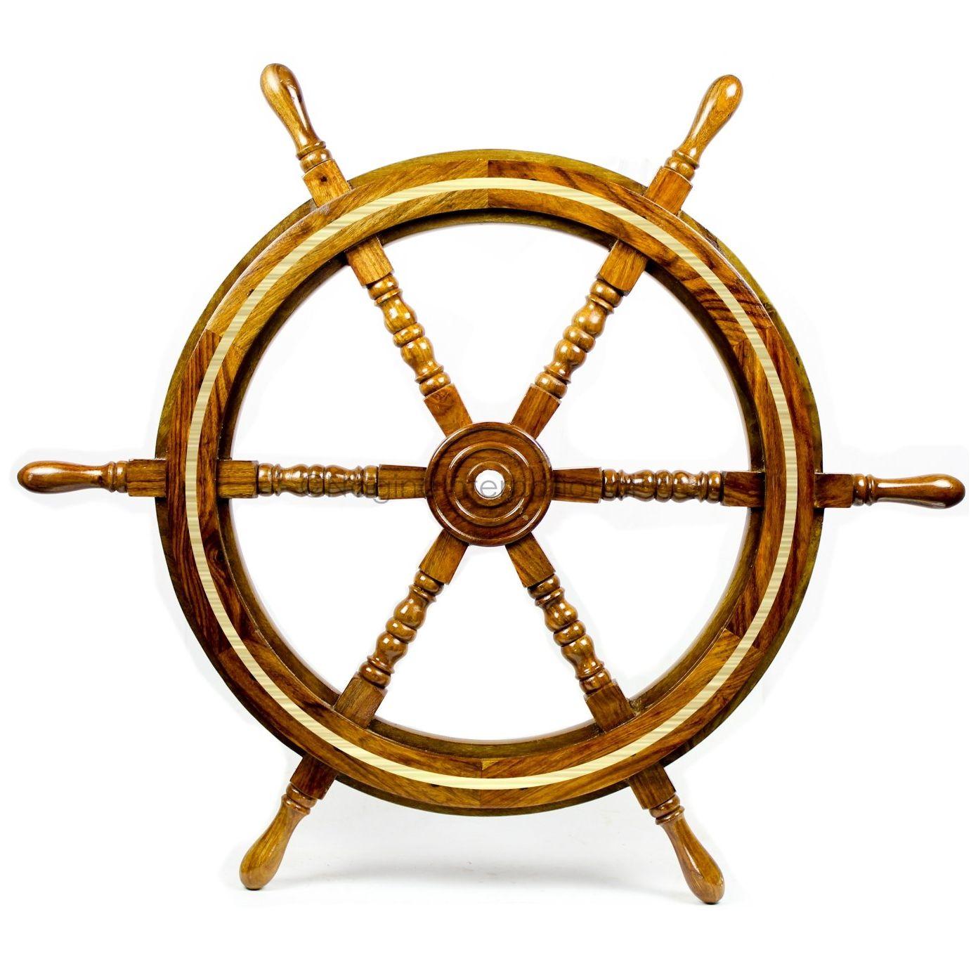 

Премиальный штурвал ручной работы из латуни и дерева | Роскошный подарок, декор | Коллекционные предметы для лодки (Палисандровый хаб (Латунное кольцо), 18 дюймов)