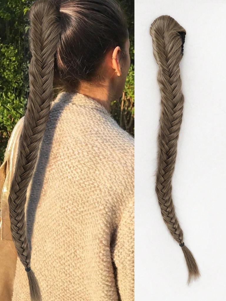 Extension per capelli con coulisse a spina di pesce intrecciata sintetica, per donne, 24 pollici, con coulisse a spina di pesce intrecciata