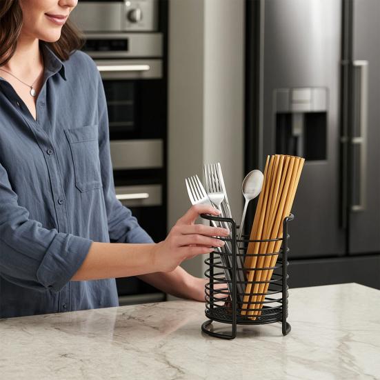 Chopstick Basket Large Capacity with Ventilation Holes Draining Cutlery Container Organizer for Kitchen