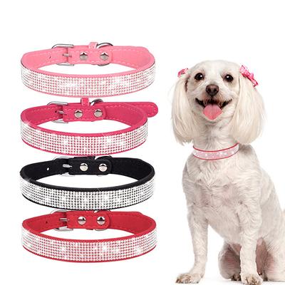 Reflective Rhinestone Small Dog Collar Sturdy Shiny Adjustable Cat Collar Set Soft Breathe Pet Harness Set
