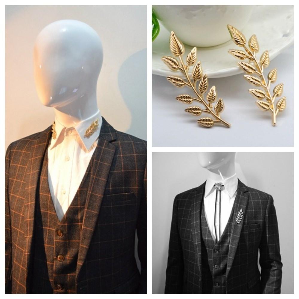 Gold Silver Collar Pin Rhinestone Brooch Collar Brooch New Vintage Sweater Pin  Clothing Accessory