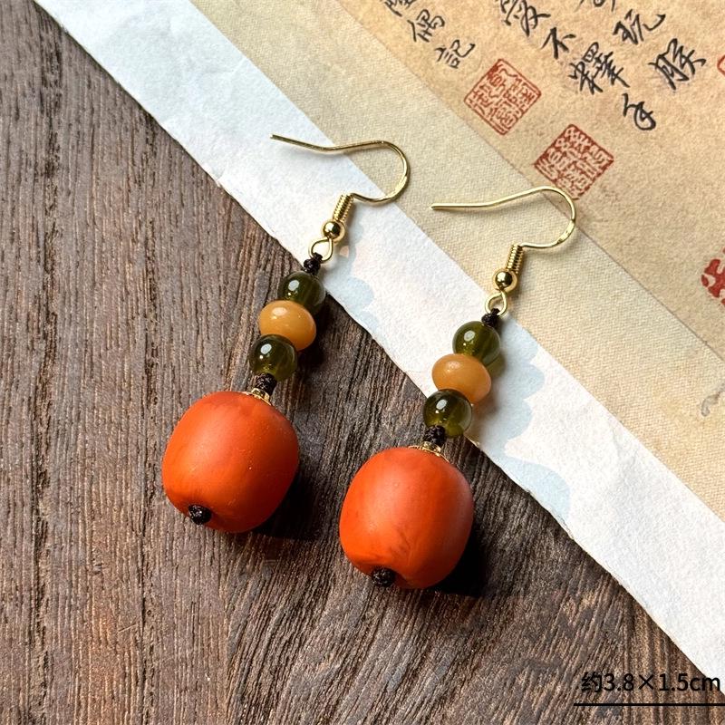 

New Plum Blossom Amber Ethnic Earrings: Cheongsam & Hanfu Accessories