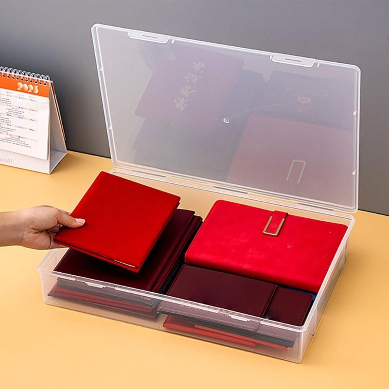 Plastic Storage Box with Latching Lid for Paper and Classroom Organization Stackable Document Holder Magazine Organizer