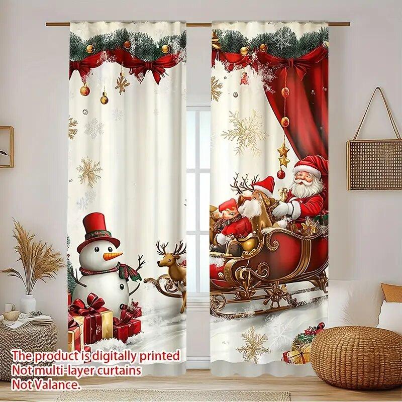

Santa Claus printed curtains pole bag curtains bedroom and living room decorations home decorations Christmas decorations 100*130 HOOK 1pcs