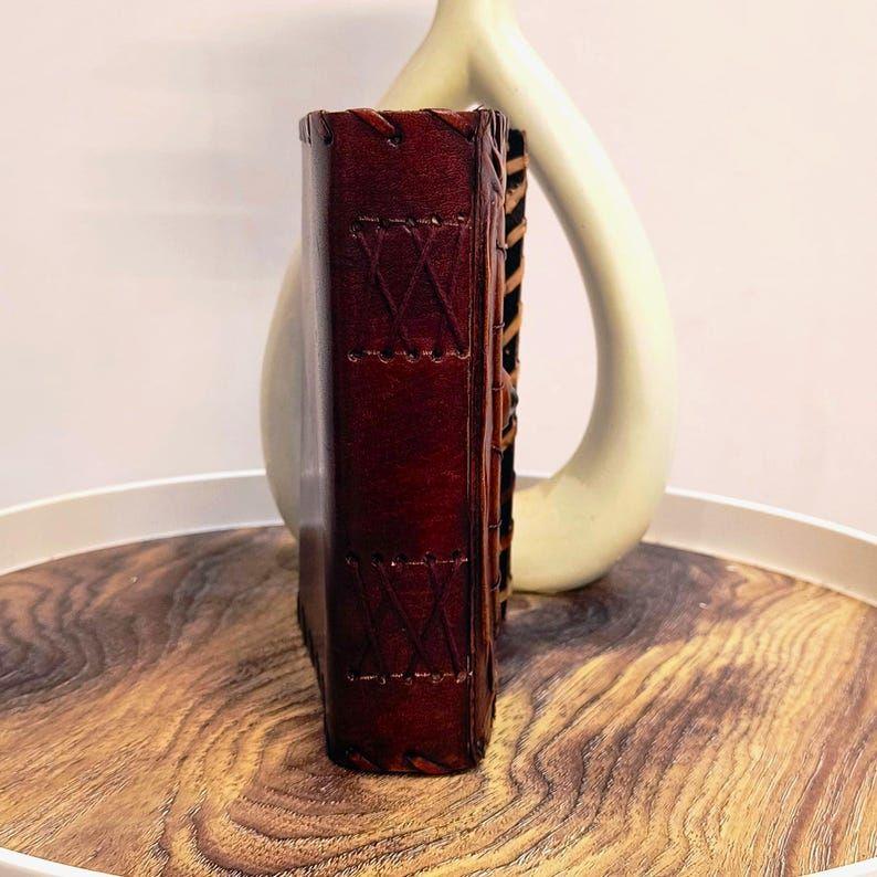 Spell Book of Shadows • Antique Leather Journal with Magic Eye & Lock • Halloween Decor, Witchcraft Grimoire, Wiccan Gift