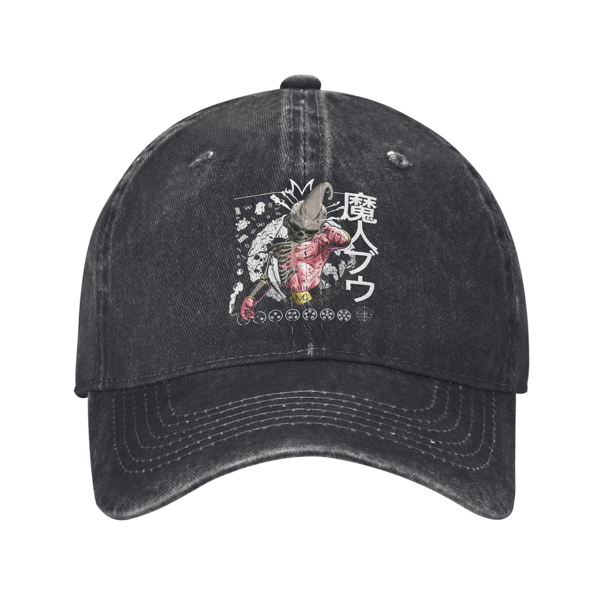

KID BUU MAJIN SKULL DRAGON BALL Baseball Caps Classic Distressed Denim Snapback Hat for Men Women Outdoor Gift Caps Hat One Size чёрный