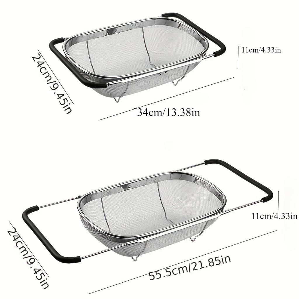 1pc, Sink Draining Basket Handy Tool Home Kitchen Over The Sink Colander Fruit Dish Rack Strain Drain Rinse Fruits Vegetables