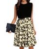 Women's Fashion Casual Lace-up Sleeveless Round Neck Splicing Short Dress