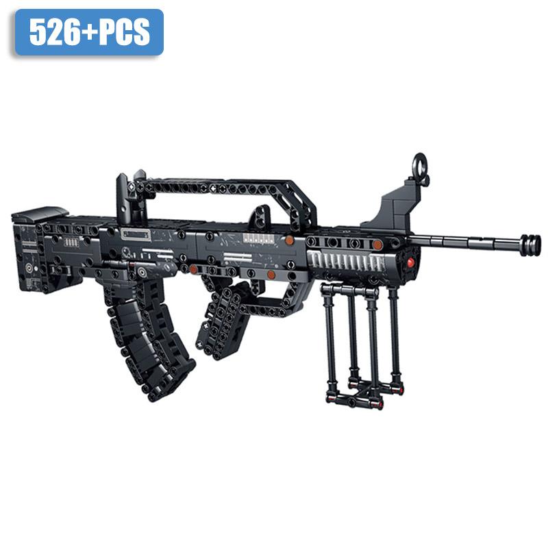 Military MOC M2 Machine Gun Sniper Rifle K98 MP5 AK47 M4A1 Gatling Gun Building Blocks DIY UZI Weapon Bricks Toys For Kids Gifts