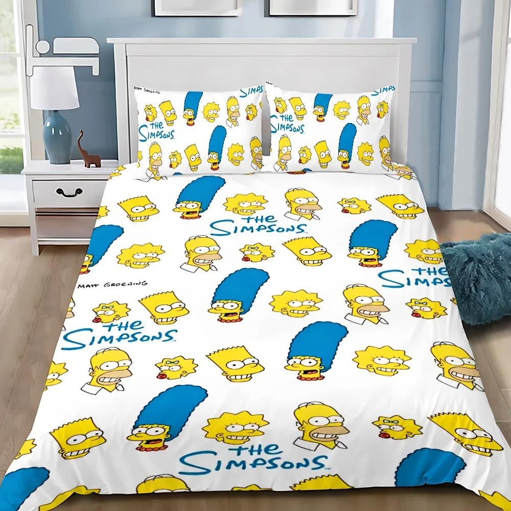 

Duvet Cover Pillowcase Bedding Set Cartoon S-Simpsonss Adult Boy Girl Bedroom Decoration Children Gift Single Double Large Size 155x200cm