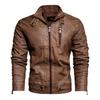 Men's Lapel Leather Jacket High Quality Simulated Leather PU Jacket Motorcycle Jacket