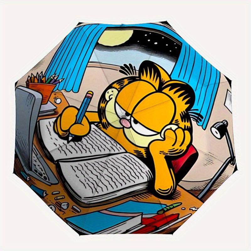 

Garfield Study Night Automatic Open/Close Windproof Umbrella Folding Umbrella,Portable Compact Perfect Gift for Birthday, Christmas0809167