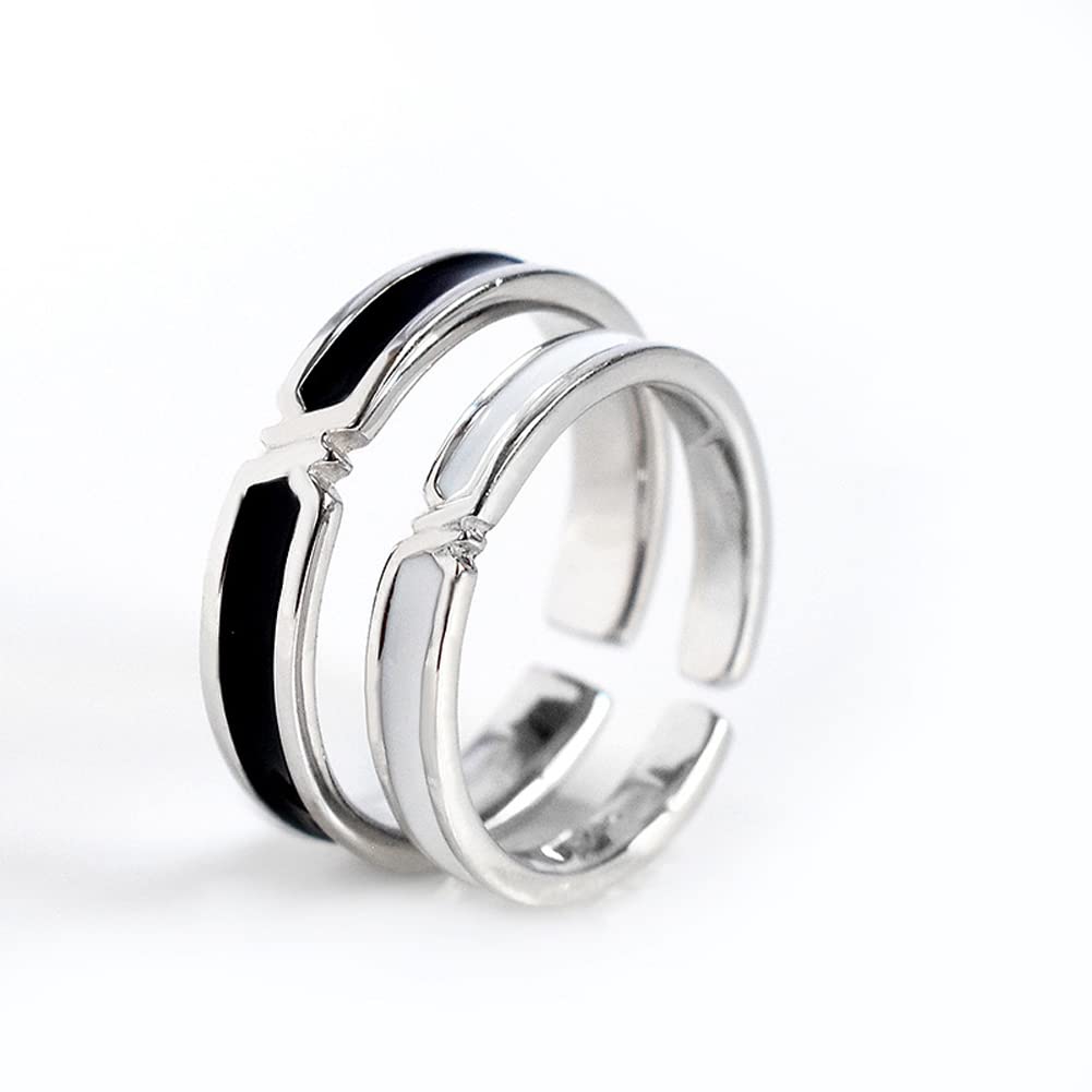 Pairing Set of Free and Wedding Engagement Sterling S925 Adjustable Fashion Accessory [Rockyu] Ring, 2, Size, Men's Women's Rings, Popular, Ring,
