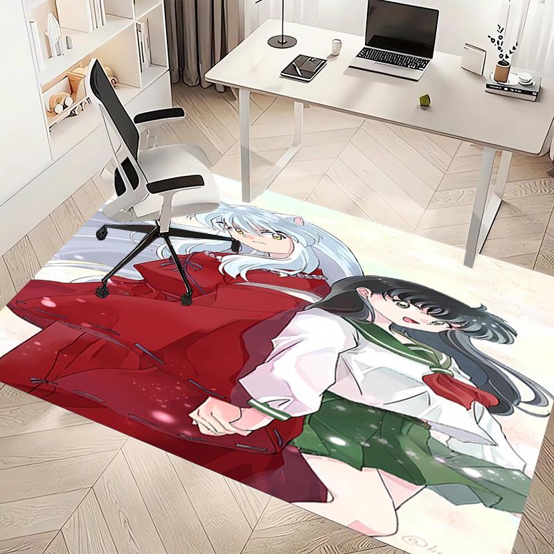 1pc Inuyasha & Kagome Print Area Rug - Soft, Washable Non-Slip Indoor Mat, Living Room, Home Office Decorative Rug,Office Decorative