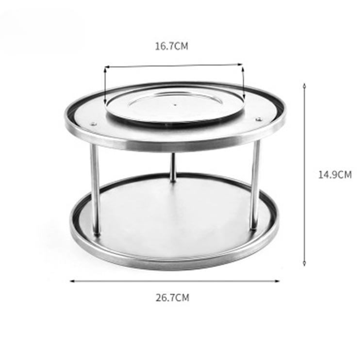2 Tier 360 Degree Metal Rotating Spices Fruit Tray Turning Table Cake Rack Hold Organizer Home Kitchen Storage Rack Stand Basket