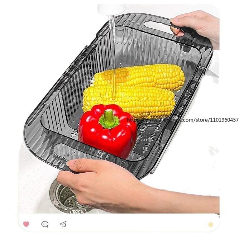 Retractable Drain Basket Multi-Use for Kitchen Washing Vegetables Sink Filter Living Room Fruit Plate Home Drainage Basket