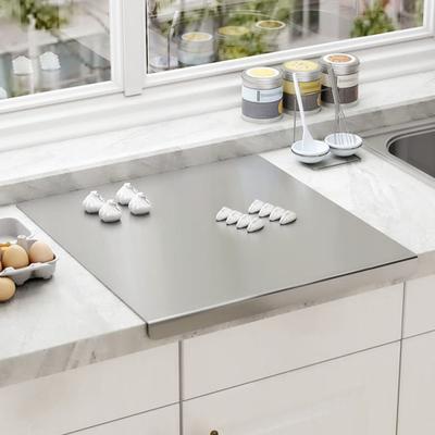 Tabla de cortar antiadherente, superficie lisa, diseño de borde doblado, tabla de masa para amasar de acero inoxidable, herramienta de cocina, suministros para el hogar