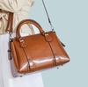 Echte leren dames schoudertas crossbody handtas met handvat, casual designer dames oliewas koeienhuid messenger tas
