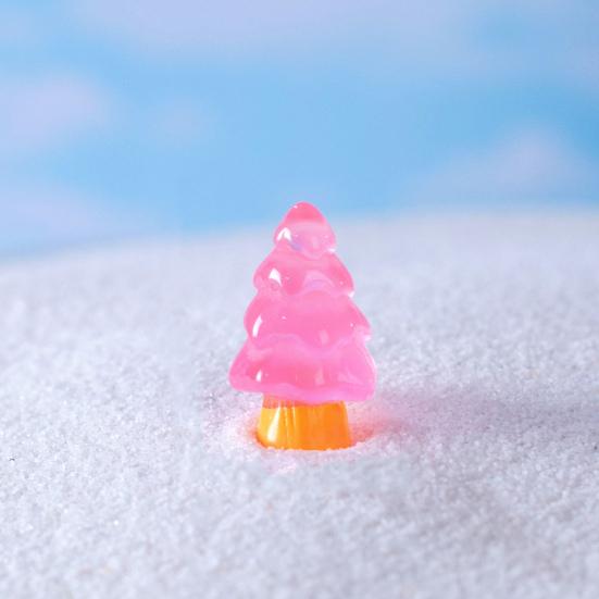 10 stk Mini juletredekorasjon Glow in The Dark Harpikshåndverk gjør-det-selv-dukkehus Snøhage Desktop Miniatyr juletrepynt Feriedekor