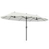 Double Garden Umbrella, 4.6 x 2.7 m, 12 Ribs, with Vents and Crank Handle. Beige