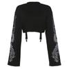 2024 Dark Style Dragon Pattern Women's Crop Top Sweatshirt - Hip Hop Loose Long Sleeve