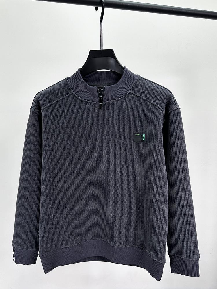 Brand Men's Fleece-Lined Half-Zip Collar Sweatshirt: Autumn & Winter Casual Trendy Warm Pullover Sweater.