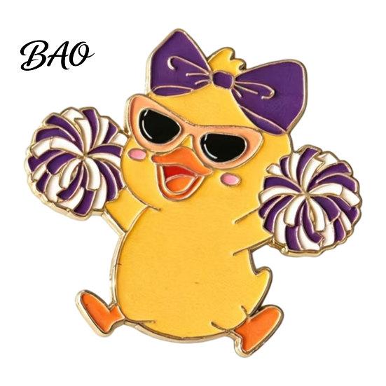 Enamel Pin Technology Brooch, Cartoon Anime Cheerleading Duck Shape Pin, Small Daily Wear Brooch Sturdy for School Uniforms Bags Alloy Base