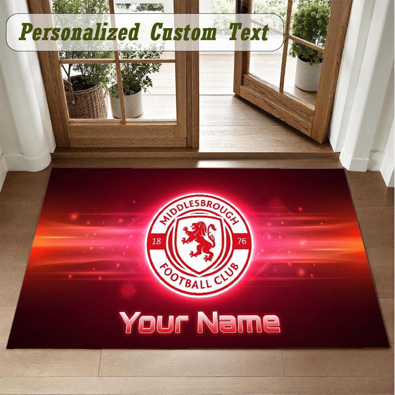 Crystal Velvet Square Rug Custom NameMiddlesbrough FC Pattern Non Slip Home Floor Decor Rug