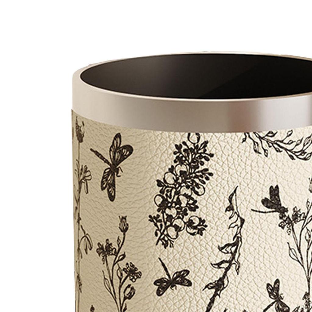 American Style PU Leather Wastebasket for Dorm and Bathroom