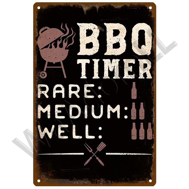 BBQ Zone Metal Sign Vintage Tin Sign Dad`s BBQ Yard Outdoor Party Decoration Plate Retro Barbecue Rules Slogan Decor Accessories