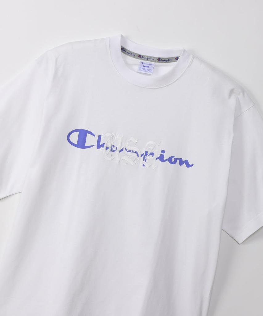 Champion Short Sleeve Crew USA Graphic Logo Garment Wash Men's T-Shirt, White, C3-B314, Neck, 100% Cotton, Made, Print, Embroidered,