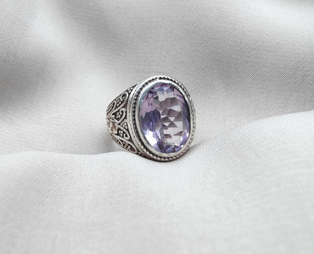 Amethyst Plaster Ring: Handmade Sterling Silver Statement Jewelry