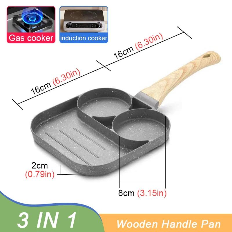 

2/4-Hole Frying Pot Pan Thickened Omelet Pan Non-stick Egg Pancake Steak Pan Cooking Egg Ham Pans Dual Purpose Cookware Pan